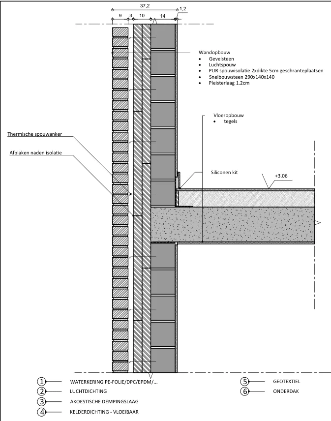 Cavity wall and floor technical drawing