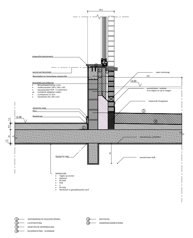 Floor and wall junction technical drawing