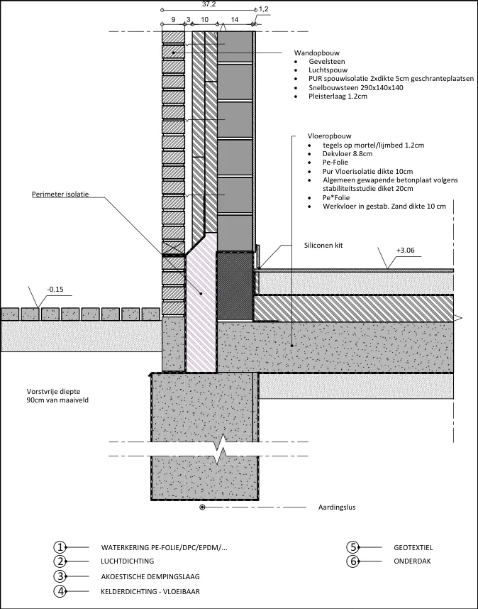 Foundation and ground floor technical drawing