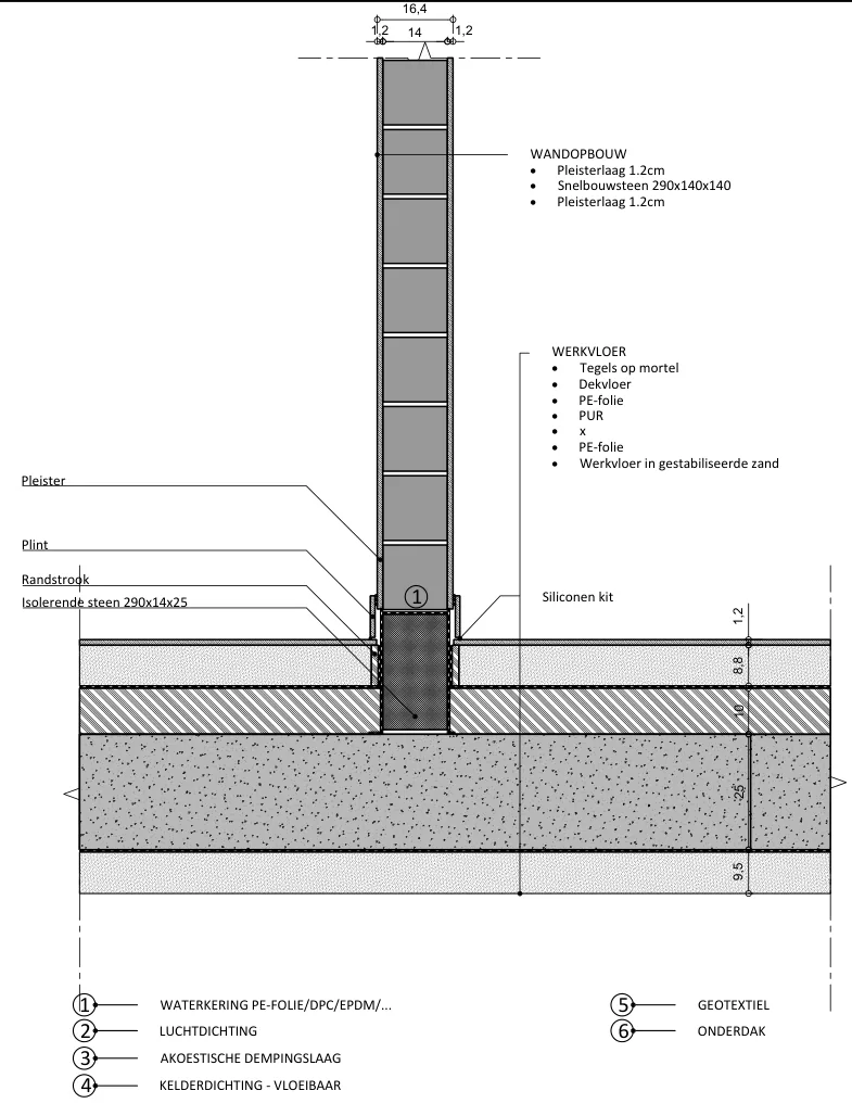 Internal wall and floor junction technical drawing