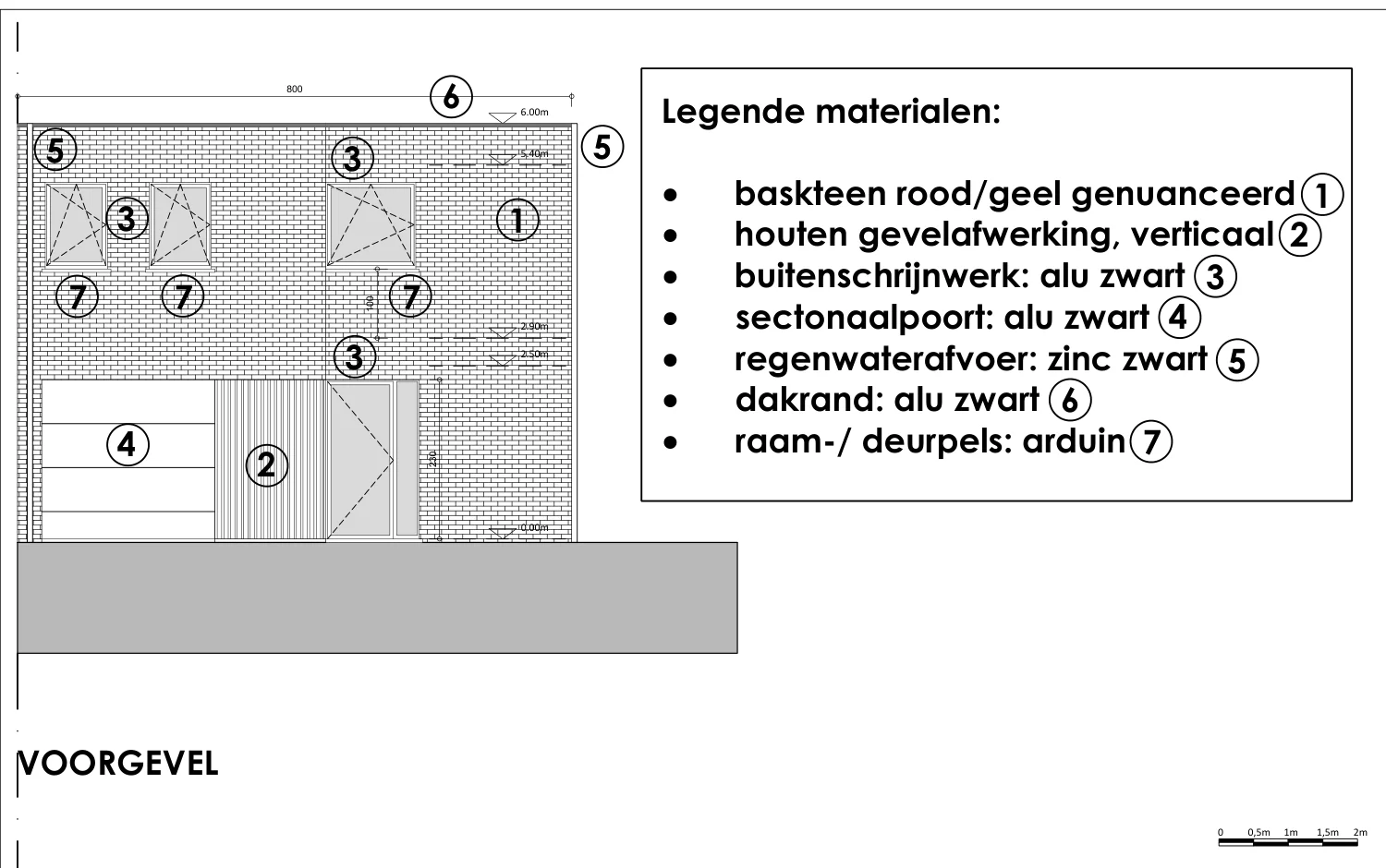 AutoCAD front elevation of residential building