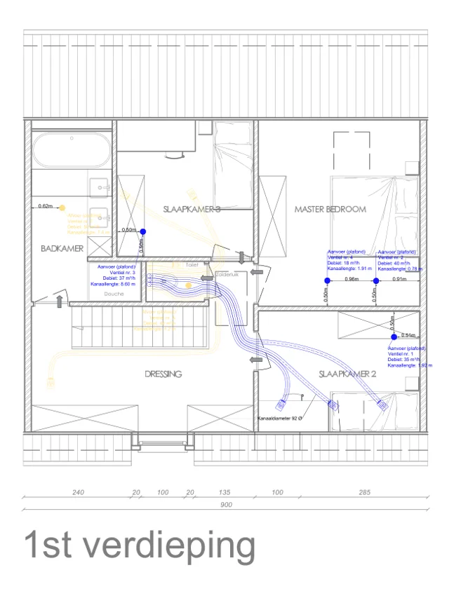 Residential building ventilation plan